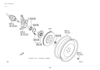 137
FIG.43-03 FRONT AXLE HUB
(2111- )
434671-A
REFER TO
FIG
(PNC 43211(RH))
(PNC 43212(LH))
REFER TO
FIG
(PNC 42601)
REFER TO
FIG
(PNC 42601C)
REFER TO
FIG
(PNC 43410(RH))
(PNC 43420(LH))
43512
43511F
43512E
48-02
43501D
43502D
43501C
43502C
43501H
43502H
41-03
41-03
43-02
43511E
43512D
 