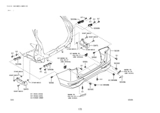173
FIG.52-53 REAR BUMPER & BUMPER STAY
(2111- )
525206
REFER TO
FIG
(PNC 89341A)
REFER TO
FIG
(PNC 89341A)
REFER TO
FIG
(PNC 81920)
REFER TO
FIG
(PNC 81910)
37348-BZ010
37348-BZ010
37348-BZ010
37348-BZ010
52156A
52563A
52562
52562
89C48B
89C48B
52152C
52163A
52152C
65487-BZ010
65487-BZ010
84-17
84-17
52472
52159
90041-05546
9004A-16084 81-15
81-15
52561
52562B
52155A
52471
65487-BZ010
65487-BZ010
 