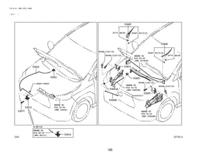 180
FIG.53-54 HOOD LOCK & HINGE
(2111- )
537792-A
REFER TO
FIG
(PNC 82111)
REFER TO
FIG
(PNC 53205)
REFER TO
FIG
(PNC 53804B)
REFER TO
FIG
(PNC 53803B)
REFER TO
FIG
(PNC 55781E)
53420
53451A
53445
53446
53440D
53455
53510
53577
53601
53630
67771-BZ140
67771-BZ140
9004A-11217(2)
90467-05172(2)
90467-05172(2)
90467-09043
82-02
53510
53-55
61-51
61-51
55-53
9004A-11217(2)
9004A-11217(2)
9004A-11217(2)
53410
 