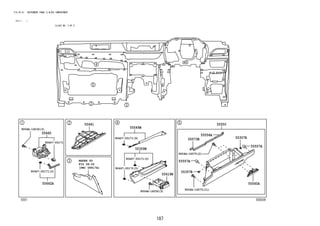 187
FIG.55-51 INSTRUMENT PANEL & GLOVE COMPARTMENT
(2111- )
ILLUST NO. 3 OF 5
REFER TO
FIG
(PNC 58817A)
555039
58-55
9004A-16075(11)
90467-05171
90467-05171(3)
90467-05171(5)
90467-05171(9)
90467-05172(5)
9004A-16036(3)
9004A-16036(3)
55560A
55557A
55359B
55549B
55619H
55357B
55573B
55556A
55557A
55357B
55641
9004A-16075(2)
55660
55662A
55550
 