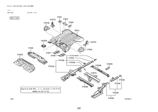 202
FIG.58-52 REAR FLOOR PANEL & REAR FLOOR MEMBER
(2111- )
REAR FLOOR ILLUST NO. 1 OF 2
587949-B
51954A
57033B
57034B
57601B
57602A
57606E
57607C
57608B
57633A
57633B
57636A
57645
57194-BZ090
57605C
57068
57-52
58311
57841
57842
57829
57815A
57806
58325E
61671D
61672C
57807
57808
 