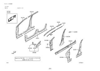 213
FIG.61-51 SIDE MEMBER
(2111-2210)
FRONT,RH ILLUST NO. 1 OF 5
617050-A
61108A
61023B
53355
57-52
53821B
53803B
61247B
61245
61203
61307
61037A
61385C
61403C
61311B
61131C
61411
55723E
 
