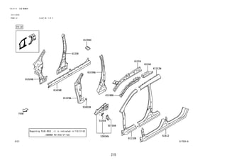 215
FIG.61-51 SIDE MEMBER
(2111-2210)
FRONT,LH ILLUST NO. 3 OF 5
617054-A
61386D
61204
61246
61308
61109A
61024B
61404E
53354
53804B
57-52
53822B
61038A
61248B
61412
61132B
61312B
55724B
 