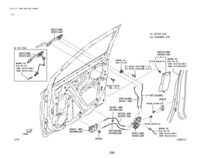 244
FIG.67-53 FRONT DOOR LOCK & HANDLE
(2111- )
67B622-B
REFER TO
FIG
(PNC 82151(RH))
(PNC 82152(LH))
REFER TO
FIG
REFER TO
FIG
(PNC 82151(RH))
(PNC 82152(LH))
REFER TO
FIG
(PNC 61311B(RH))
(PNC 61312B(LH))
90148-60083(3)
69205
69206B
90041-05504
90041-05474
82-02
69210
69220
69410
67-65
69210
69220
67749-B2030(2)
69241D
69242C
69311A
69312
82-02
69711B
69750C
69760C
69749
69749A
69710B
69720B
69296
69310
69320
61-51
9004A-15068(2)
90041-05504
 