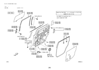 248
FIG.67-55 REAR DOOR PANEL & GLASS
(2111- )
DOOR PANEL ILLUST NO. 1 OF 3
67B650-A
REFER TO
FIG
(PNC 86160B)
9004A-10260
67113
67114
67003
67004
68103
68104
67485G
67486D
67841E
67842E
68163H
68164A
68142C
68152C
67485G
67486D
67897B
67898B
67487A
67488A
68630D
68640A
67407F
67408F
86-02
67871
67872
91631-G0612(2)
91631-G0612(3)
67771-B2010(3)
67405B
67406B
68142B
68152B
57-52
75927A
75928A
75925C
75926B
9004A-17177(2)
90179-06070(2)
 