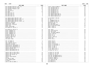 PART NAME PAGE
HOSE, REAR WASHER (FROM JOINT TO JOINT), NO.6 ･････････････････････････････････････ 362
HOSE, REAR WASHER (FROM JOINT TO NOZZLE) ･･････････････････････････････････････････ 362
HOSE, REAR WASHER (FROM MOTOR TO JOINT) ･･･････････････････････････････････････････ 362
HOSE, VENTILATION ･････････････････････････････････････････････････････････････････ 68
HOSE, VENTILATION, NO.2 ･･･････････････････････････････････････････････････････････ 68
HOSE, WASHER ･･････････････････････････････････････････････････････････････････････ 359
HOSE, WATER BY-PASS, NO.1 ･････････････････････････････････････････････････････････ 79
HOSE, WATER BY-PASS, NO.1 ･････････････････････････････････････････････････････････ 79
HOSE, WATER BY-PASS, NO.2 ･････････････････････････････････････････････････････････ 79
HOSE, WATER BY-PASS, NO.4 ･････････････････････････････････････････････････････････ 79
HOSE, WINDSHIELD WASHER (FROM JOINT TO JOINT) ･････････････････････････････････････ 360
HOSE, WINDSHIELD WASHER (FROM JOINT TO JOINT), NO.1 ･･･････････････････････････････ 360
HOSE, WINDSHIELD WASHER (FROM JOINT TO NOZZLE) ････････････････････････････････････ 360
HOSE, WINDSHIELD WASHER (FROM JOINT TO NOZZLE), NO.2 ･･････････････････････････････ 360
HOUSING ASSY, STARTER DRIVE ･･･････････････････････････････････････････････････････ 94
HOUSING SUB-ASSY, CAMSHAFT ････････････････････････････････････････････････････････ 57
HOUSING SUB-ASSY, STEERING RACK ･･･････････････････････････････････････････････････ 144
HOUSING, CLUTCH ･･･････････････････････････････････････････････････････････････････ 105
HOUSING, STEERING COLUMN ･･････････････････････････････････････････････････････････ 140
HUB & BEARING ASSY, REAR AXLE, LH ･････････････････････････････････････････････････ 129
HUB & BEARING ASSY, REAR AXLE, RH ･････････････････････････････････････････････････ 129
HUB ASSY, SYNCHRONIZER, NO.1 ･･････････････････････････････････････････････････････ 109
HUB ASSY, SYNCHRONIZER, NO.1 ･･････････････････････････････････････････････････････ 110
HUB ASSY, SYNCHRONIZER, NO.2 ･･････････････････････････････････････････････････････ 110
HUB ASSY, SYNCHRONIZER, NO.3 ･･････････････････････････････････････････････････････ 110
HUB SUB-ASSY, FRONT AXLE, LH ･･････････････････････････････････････････････････････ 138
HUB SUB-ASSY, FRONT AXLE, RH ･･････････････････････････････････････････････････････ 138
HUB SUB-ASSY, MAGNET CLUTCH ･･･････････････････････････････････････････････････････ 387
INJECTOR ASSY, FUEL ･･･････････････････････････････････････････････････････････････ 96
INLET SUB-ASSY, WASHER ････････････････････････････････････････････････････････････ 359
INLET, AIR CLEANER, NO.1 ･･････････････････････････････････････････････････････････ 87
INLET, AIR CLEANER, NO.2 ･･････････････････････････････････････････････････････････ 87
INSERT, CONSOLE BOX, FRONT NO.2 ･･･････････････････････････････････････････････････ 211
INSULATOR ASSY, DASH PANEL ････････････････････････････････････････････････････････ 183
INSULATOR SUB-ASSY, ENGINE MOUNTING, LH ･･･････････････････････････････････････････ 67
INSULATOR SUB-ASSY, ENGINE MOUNTING, RH ･･･････････････････････････････････････････ 67
INSULATOR, COOLER REFRIGERANT HOSE, NO.1 ･･････････････････････････････････････････ 385
INSULATOR, DASH PANEL, OUTER ･･････････････････････････････････････････････････････ 184
INSULATOR, EXHAUST MANIFOLD HEAT, NO.1 ････････････････････････････････････････････ 83
INSULATOR, EXHAUST MANIFOLD HEAT, NO.2 ････････････････････････････････････････････ 83
INSULATOR, FRONT COIL SPRING, UPPER LH ････････････････････････････････････････････ 164
INSULATOR, FRONT COIL SPRING, UPPER RH ････････････････････････････････････････････ 164
INSULATOR, FRONT FLOOR HEAT, NO.1 ･････････････････････････････････････････････････ 206
INSULATOR, HOOD ･･･････････････････････････････････････････････････････････････････ 179
INSULATOR, INJECTOR VIBRATION ･････････････････････････････････････････････････････ 96
JACK ASSY ･････････････････････････････････････････････････････････････････････････ 50
JAR & PUMP ASSY, WASHER ･･･････････････････････････････････････････････････････････ 359
JAR ASSY, WINDSHIELD WASHER ･･･････････････････････････････････････････････････････ 359
JAR, WASHER, C ････････････････････････････････････････････････････････････････････ 360
JOINT SET, FRONT AXLE INBOARD, LH ･････････････････････････････････････････････････ 136
HOSE, - JOINT
PART NAME PAGE
JOINT SET, FRONT AXLE INBOARD, RH ･････････････････････････････････････････････････ 136
JOINT, REAR WASHER ELBOW, NO.2 ････････････････････････････････････････････････････ 362
JOINT, REAR WASHER ELBOW, NO.3 ････････････････････････････････････････････････････ 362
JOINT, REAR WASHER HOSE, NO.1 ･････････････････････････････････････････････････････ 362
JOINT, REAR WASHER HOSE, NO.1 ･････････････････････････････････････････････････････ 362
JOINT, REAR WASHER HOSE, NO.2 ･････････････････････････････････････････････････････ 362
JOINT, REAR WASHER HOSE, NO.4 ･････････････････････････････････････････････････････ 362
JOINT, WINDSHIELD WASHER ELBOW, NO.1 ･･････････････････････････････････････････････ 360
JOINT, WINDSHIELD WASHER ELBOW, NO.2 ･･････････････････････････････････････････････ 360
JOINT, WINDSHIELD WASHER HOSE, NO.1 ･･･････････････････････････････････････････････ 360
KEY(FOR CRANKSHAFT TIMING GEAR) ･･･････････････････････････････････････････････････ 70
KEY, SUB ･･････････････････････････････････････････････････････････････････････････ 262
KEY, SYNCHROMESH SHIFTING, NO.1 ･･･････････････････････････････････････････････････ 110
KEY, SYNCHROMESH SHIFTING, NO.3 ･･･････････････････････････････････････････････････ 110
KNOB SUB-ASSY, SHIFT LEVER ････････････････････････････････････････････････････････ 116
KNOB, COOLER CONTROL ･･････････････････････････････････････････････････････････････ 381
KNOB, COOLER CONTROL SWITCH ･･･････････････････････････････････････････････････････ 377
KNOB, SEAT TRACK ADJUSTING HANDLE ･････････････････････････････････････････････････ 280
KNUCKLE, STEERING, LH ･････････････････････････････････････････････････････････････ 161
KNUCKLE, STEERING, RH ･････････････････････････････････････････････････････････････ 161
LABEL, CAUTION ････････････････････････････････････････････････････････････････････ 295
LABEL, COOLING FAN CAUTION ････････････････････････････････････････････････････････ 295
LABEL, SAFETY CAUTION ･････････････････････････････････････････････････････････････ 295
LABEL, TIRE PRESSURE INFORMATION ･･････････････････････････････････････････････････ 295
LAMP ASSY, CENTER STOP ････････････････････････････････････････････････････････････ 317
LAMP ASSY, FOG, LH ････････････････････････････････････････････････････････････････ 311
LAMP ASSY, FOG, RH ････････････････････････････････････････････････････････････････ 311
LAMP ASSY, LICENSE PLATE ･･････････････････････････････････････････････････････････ 315
LAMP ASSY, MAP ････････････････････････････････････････････････････････････････････ 319
LAMP ASSY, REAR, LH ･･･････････････････････････････････････････････････････････････ 314
LAMP ASSY, REAR, RH ･･･････････････････････････････････････････････････････････････ 314
LAMP ASSY, ROOM, NO.1 ･････････････････････････････････････････････････････････････ 319
LAMP ASSY, ROOM, NO.2 ･････････････････････････････････････････････････････････････ 319
LAMP ASSY, SIDE TURN SIGNAL, LH ･･･････････････････････････････････････････････････ 312
LAMP ASSY, SIDE TURN SIGNAL, RH ･･･････････････････････････････････････････････････ 312
LAMP UNIT, FOG LAMP, LH ･･･････････････････････････････････････････････････････････ 311
LAMP UNIT, FOG LAMP, RH ･･･････････････････････････････････････････････････････････ 311
LEG ASSY, REAR NO.2 SEAT, LH ･･････････････････････････････････････････････････････ 283
LEG ASSY, REAR NO.2 SEAT, RH ･･････････････････････････････････････････････････････ 283
LEG SUB ASSY, NO.1 SEAT, LH ･･･････････････････････････････････････････････････････ 284
LEG SUB-ASSY, NO.1 SEAT, REAR ･････････････････････････････････････････････････････ 284
LEG SUB-ASSY, NO.1 SEAT, REAR ･････････････････････････････････････････････････････ 284
LEG SUB-ASSY, NO.1 SEAT, RH ･･･････････････････････････････････････････････････････ 284
LENS & BODY, REAR COMBINATION LAMP, LH ････････････････････････････････････････････ 314
LENS & BODY, REAR COMBINATION LAMP, RH ････････････････････････････････････････････ 314
LENS SUB-ASSY, HEADLAMP, LH ･･･････････････････････････････････････････････････････ 309
LENS SUB-ASSY, HEADLAMP, RH ･･･････････････････････････････････････････････････････ 309
LENS, LICENSE PLATE LAMP ･･････････････････････････････････････････････････････････ 315
LENS, ROOM LAMP, NO.1 ･････････････････････････････････････････････････････････････ 319
LENS, ROOM LAMP, NO.2 ･････････････････････････････････････････････････････････････ 319
JOINT - LENS,
26
 