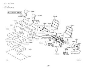 267
FIG.71-51 SEAT & SEAT TRACK
(2111- )LO
RR NO.2 SEAT(FOLD DOWN TYPE)
71D914-A
REFER TO
FIG
(PNC 73580)
REFER TO
FIG
(PNC 73580)
71147-BZ010(12)
90041-48007
95511-20011
95511-20032
95511-20032
71622A
79285
71672
79024
79235
71940A
71940A
71955A
71931C
71955B
71970B
79021A
79023
7181CE
7181CD
71812H
79275C
71672B
79203A
79204A
71336
71336
79201
79956B
71-52
90041-48007
90041-48007(2)
90041-48007(2)
79956C 71-52
C9938
72213
71329
79273
90105-T0120(2)
90105-T0120(2)
84139-B1010(2)
84139-B1010(2)
71303B
C9938
72213
71485A
71329
71304B
 
