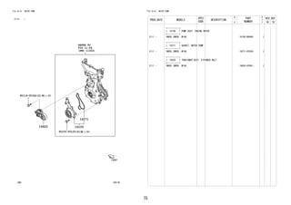 75
FIG.16-01 WATER PUMP
(2110- )
168130
REFER TO
FIG
(PNC 11302)
11-06
16100
16271
16620
90105-T0120(4)
90119-T0342(2)
FIG.16-01 WATER PUMP
PROD_DATE MODELS
SPEC
CODE
DESCRIPTION
R
/
P
PART
NUMBER
O
Y
T
REV_REF
FR TO
+----------+
| 16100 | PUMP ASSY, ENGINE WATER
+----------+
2111 - 1NRVE,2NRVE..W10# 16100-B9490- 1
+----------+
| 16271 | GASKET, WATER PUMP
+----------+
2111 - 1NRVE,2NRVE..W10# 16271-0Y030- 1
+----------+
| 16620 | TENSIONER ASSY, V-RIBBED BELT
+----------+
2111 - 1NRVE,2NRVE..W10# 16620-0Y061- 1
 
