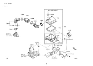 86
FIG.17-03 AIR CLEANER
(2111- )
17B756
REFER TO
FIG
(PNC 74410)
REFER TO
FIG
(PNC 22030)
REFER TO
FIG
(PNC 53205)
12229A
17881
90099-00289(2)
17881A
17751
17752
17735
17883
17882
17882A
17882A
17700
17801
17119A
17771B
17771B
17710K
17710B
90044-68378(2)
74-54
22-11
9004A-11240
9004A-11358
17701
53-55
22204
17883A
 