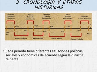 • Cada periodo tiene diferentes situaciones políticas,
sociales y económicas de acuerdo según la dinastía
reinante
3. CRONOLOGÍA Y ETAPAS
HISTÓRICAS
 