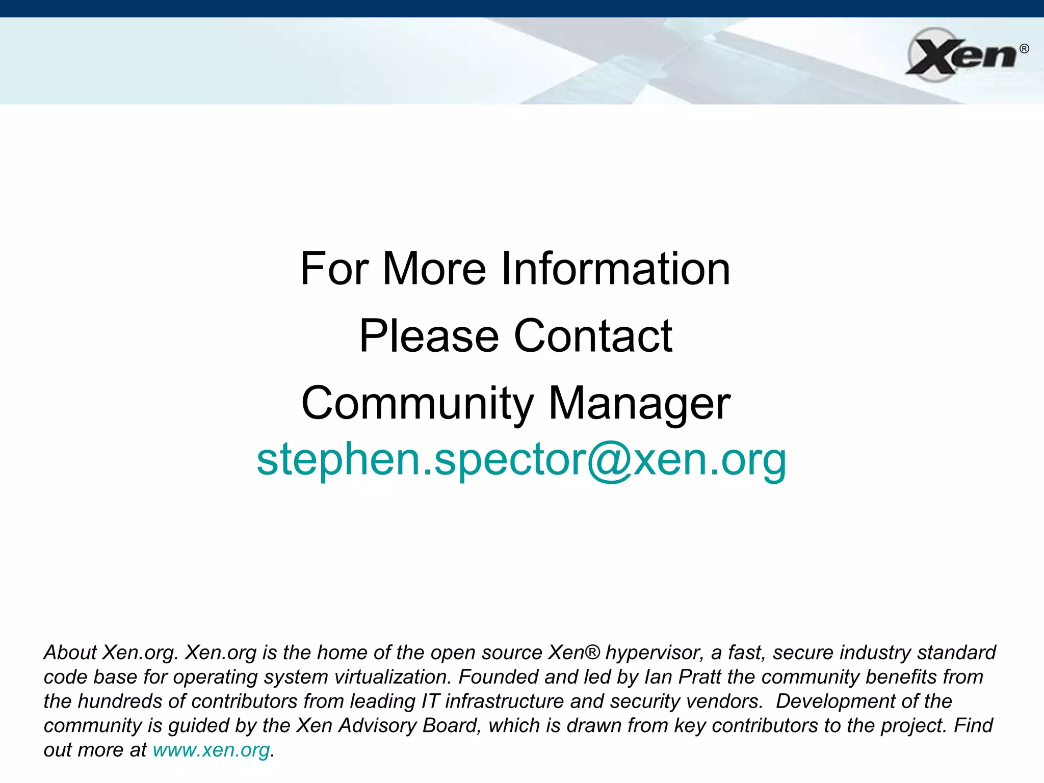 Xen.org Overview 2009