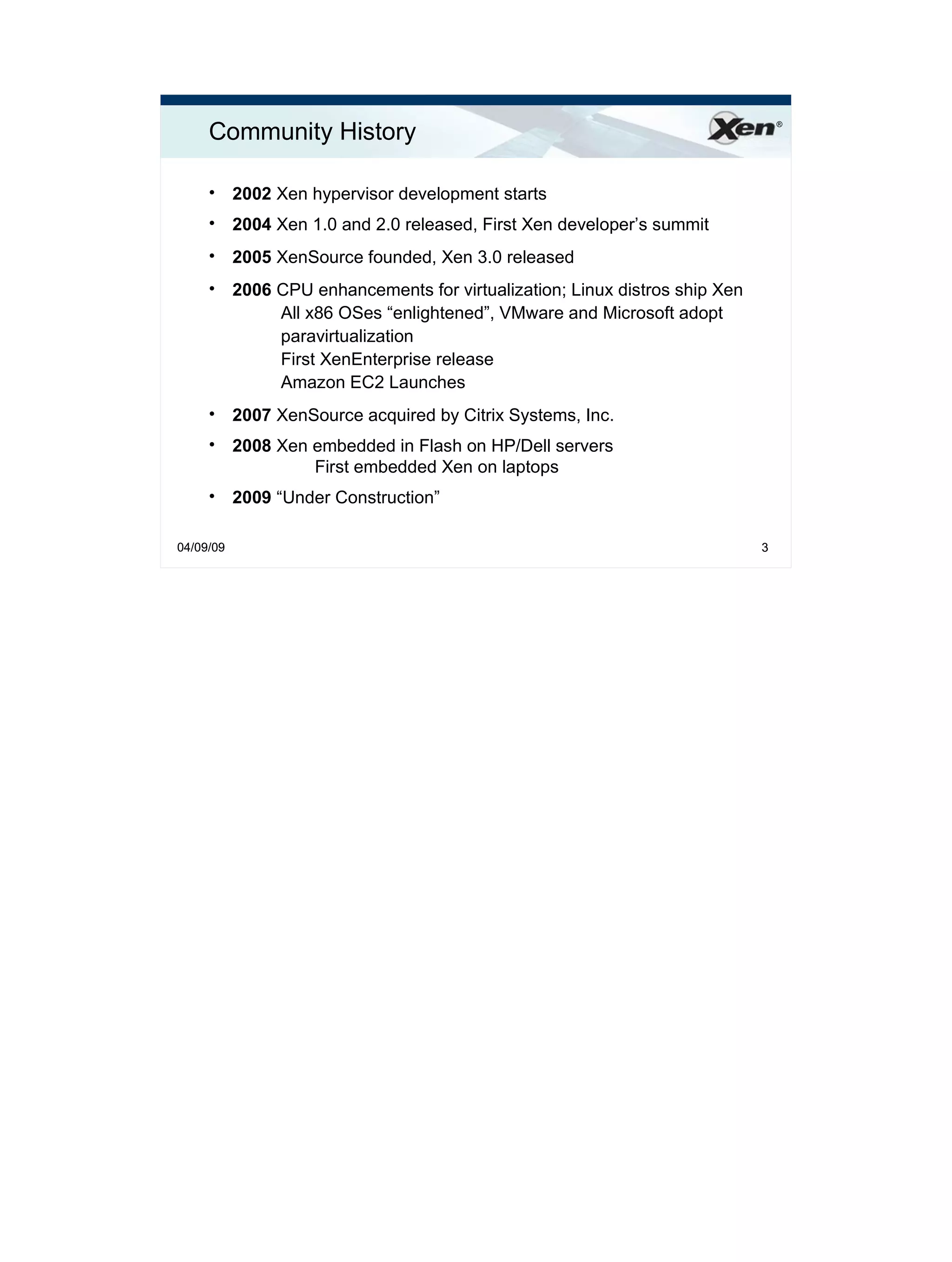 Xen.org Overview 2009