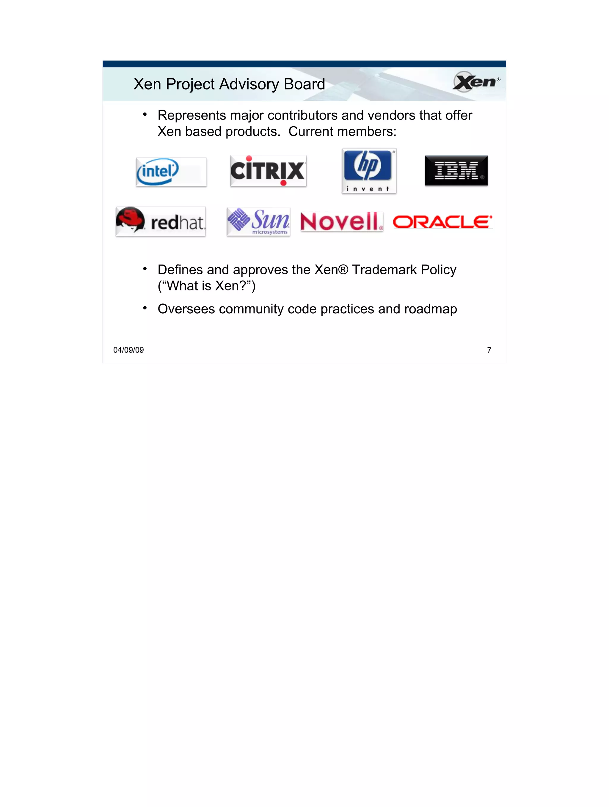 Xen.org Overview 2009