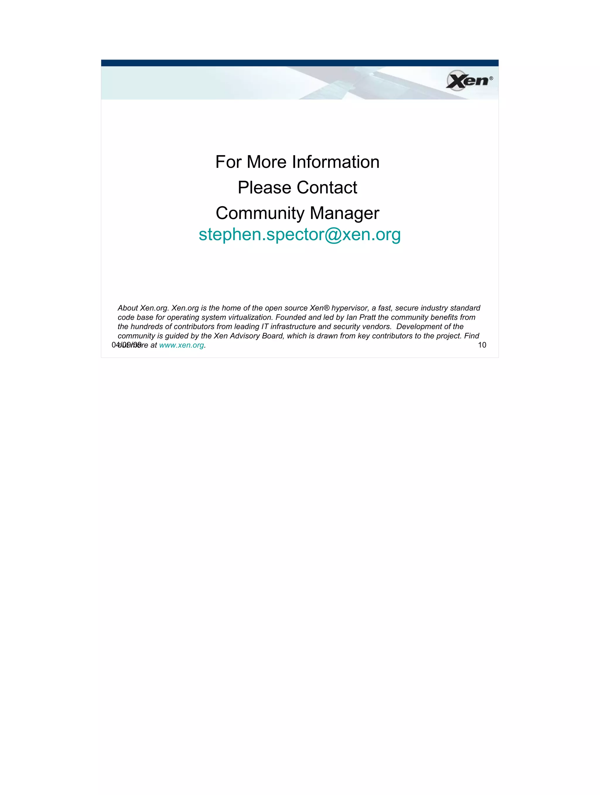 Xen.org Overview 2009