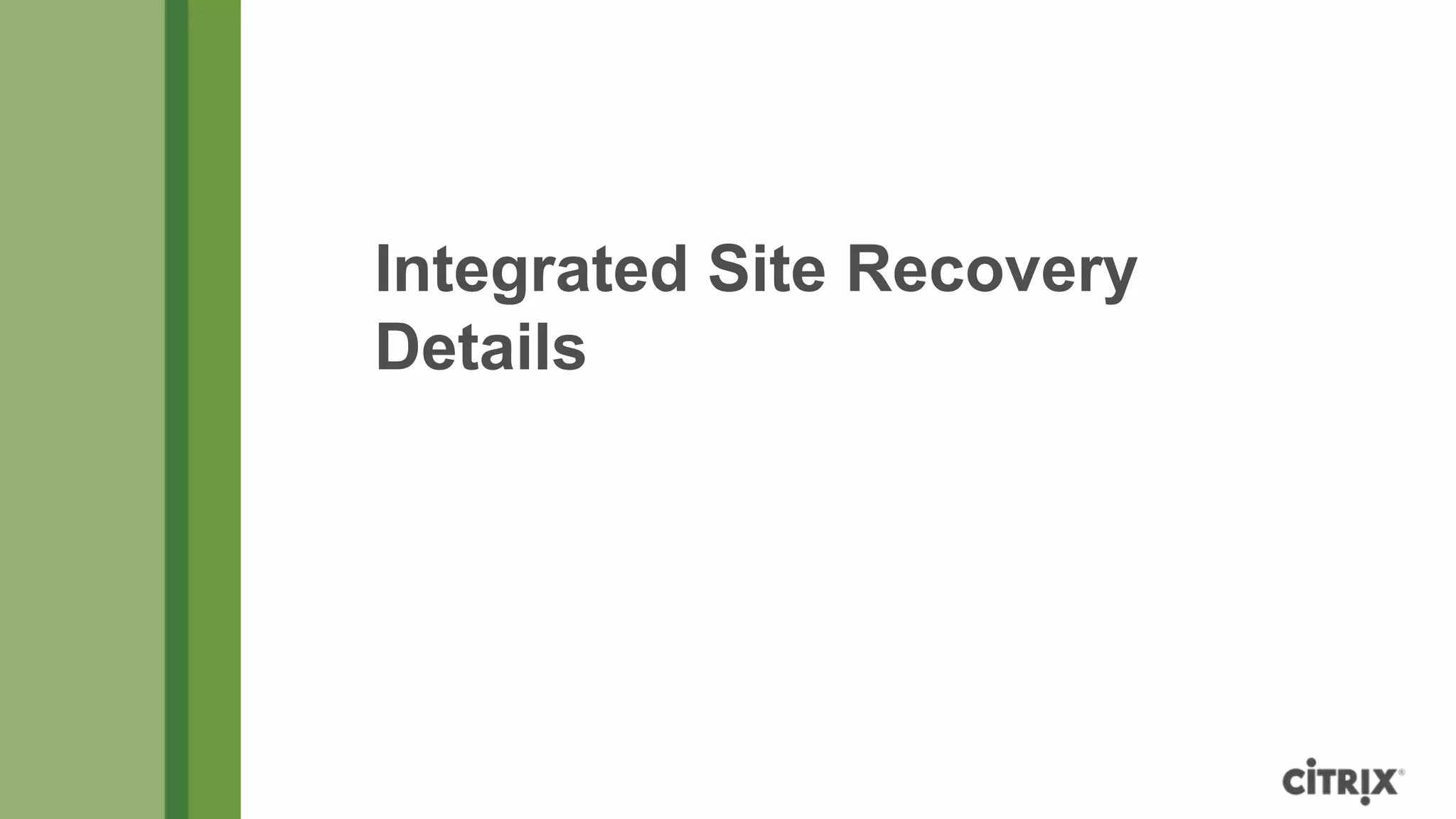 Integrated Site Recovery
Details
 