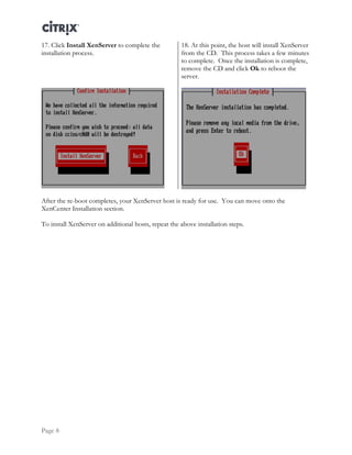 Xenex Control Panel Installation.pdf Xen server quick installation guide | PDF
