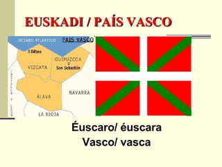 EUSKADI / PAÍS VASCO Éuscaro/ éuscara Vasco/ vasca 