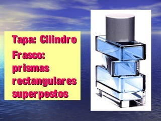 •Tapa: CilindroTapa: Cilindro
•Frasco:Frasco:
prismasprismas
rectangularesrectangulares
superpostossuperpostos
 