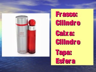 •Frasco:Frasco:
CilindroCilindro
•Caixa:Caixa:
CilindroCilindro
•Tapa:Tapa:
EsferaEsfera
 