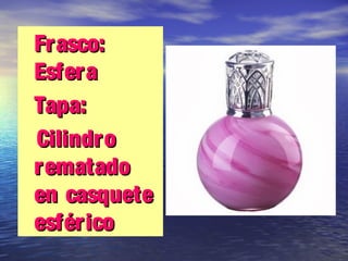 •Frasco:Frasco:
EsferaEsfera
•Tapa:Tapa:
CilindroCilindro
rematadorematado
en casqueteen casquete
esféricoesférico
 