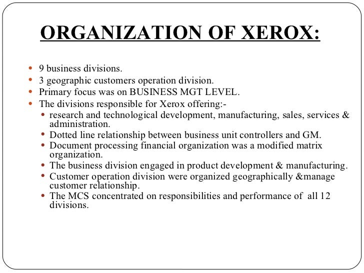 Xerox corporation (A)