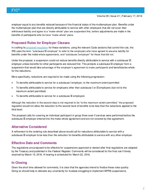 Refinements Proposed to Multiemployer Suspension Rules