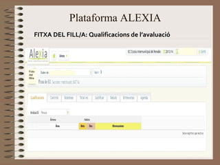 FITXA DEL FILL/A: Qualificacions de l’avaluació 
Foto 
del 
fill/a 
Plataforma ALEXIA 
 