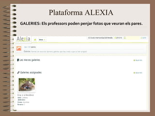 Plataforma ALEXIA 
GALERIES: Els professors poden penjar fotos que veuran els pares. 
 