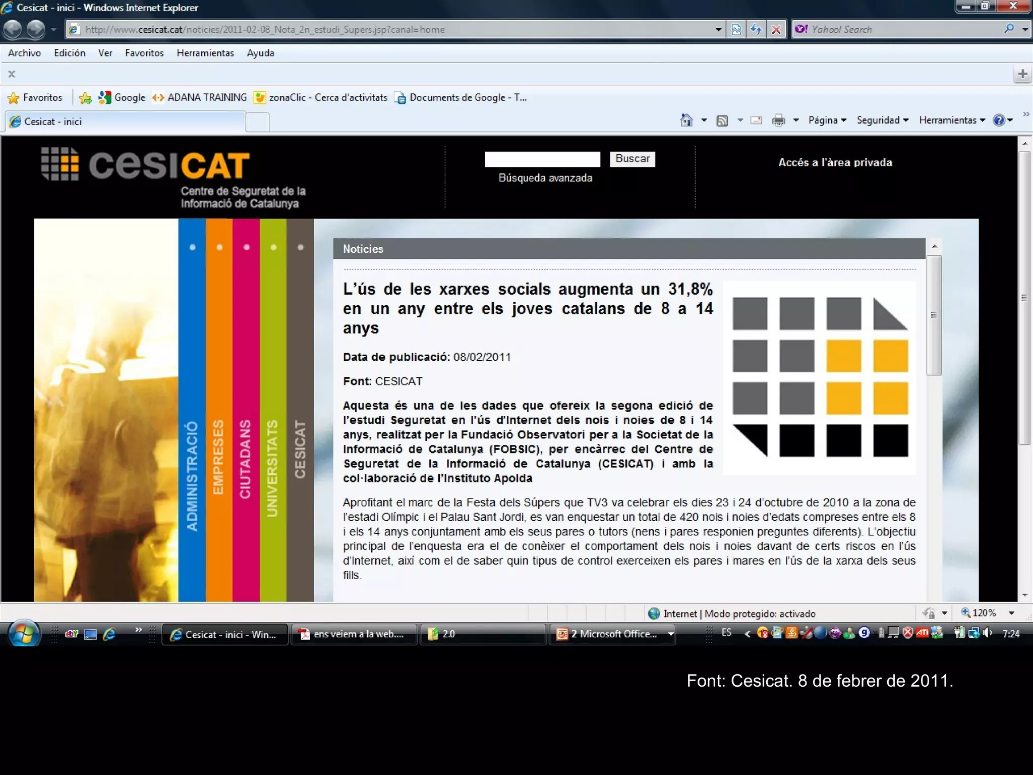 Font: La Vanguardia. 29 d’octubre de 2010.
 