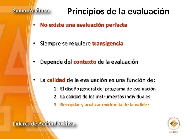 Principios de la evaluación del aprendizaje