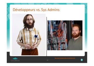 Développeurs vs. Sys Admins




  Photo Credit: Joseph Viles/ The CW    Photo Credit: http://www.sysadminday.com/people.html

                                       30                                                      30
 
