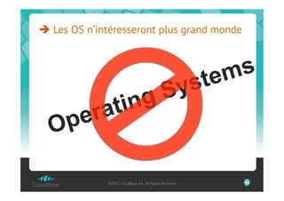  Les OS n’intéresseront plus grand monde



                                                          em s
                                               Sy st
           ra ting
  Ope

              ©2012 CloudBees, Inc. All Rights Reserved      66
 