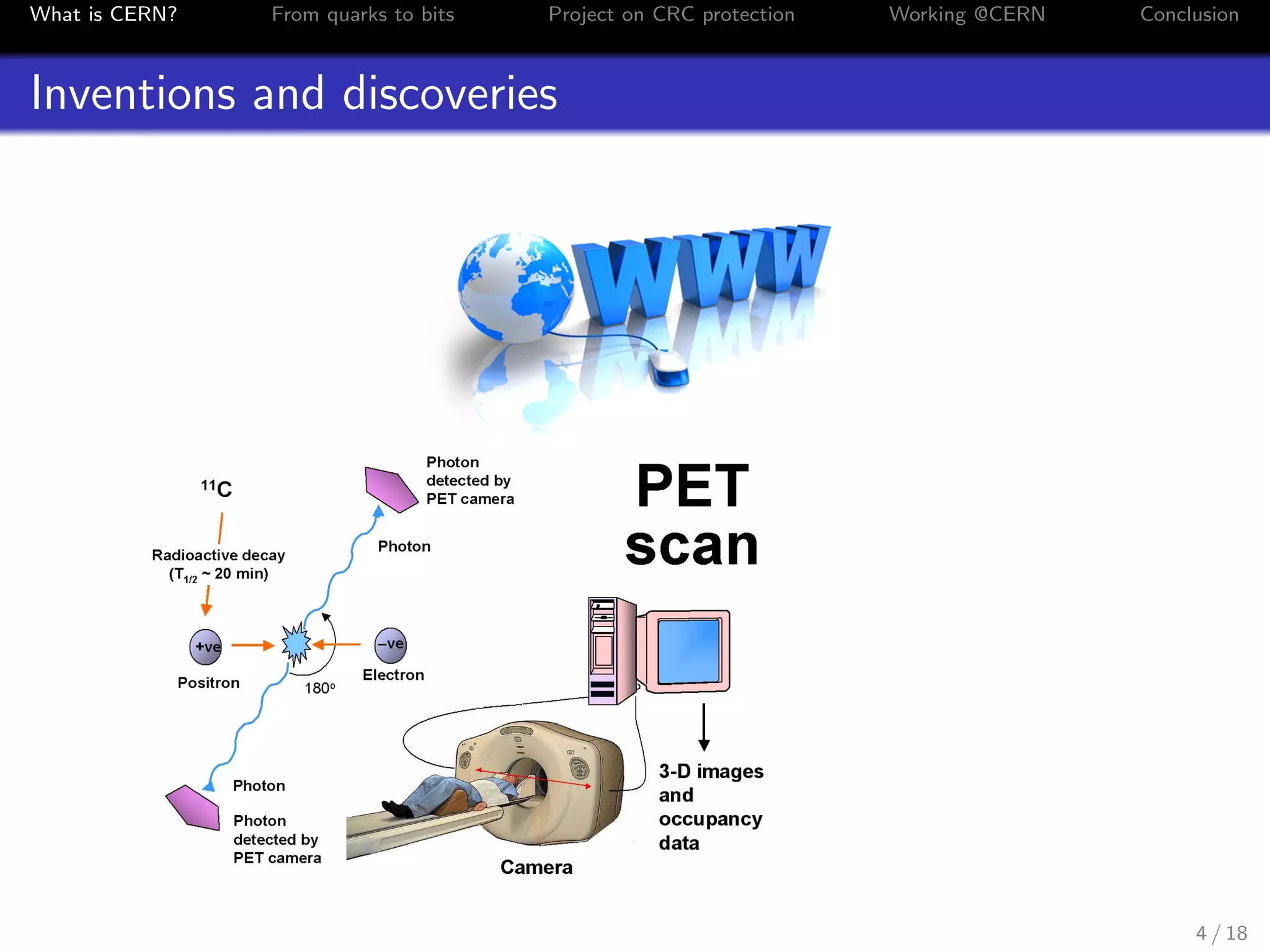 What is CERN? From quarks to bits Project on CRC protection Working @CERN Conclusion
Inventions and discoveries
4 / 18
 