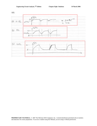 Engineering Circuit Analysis, 7th
Edition Chapter Eight Solutions 10 March 2006
103.
PROPRIETARY MATERIAL. © 2007 The McGraw-Hill Companies, Inc. Limited distribution permitted only to teachers
and educators for course preparation. If you are a student using this Manual, you are using it without permission.
 