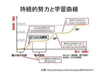 持続的努力と学習曲線
出典：http://tamafas.tumblr.com/post/88756355771
 