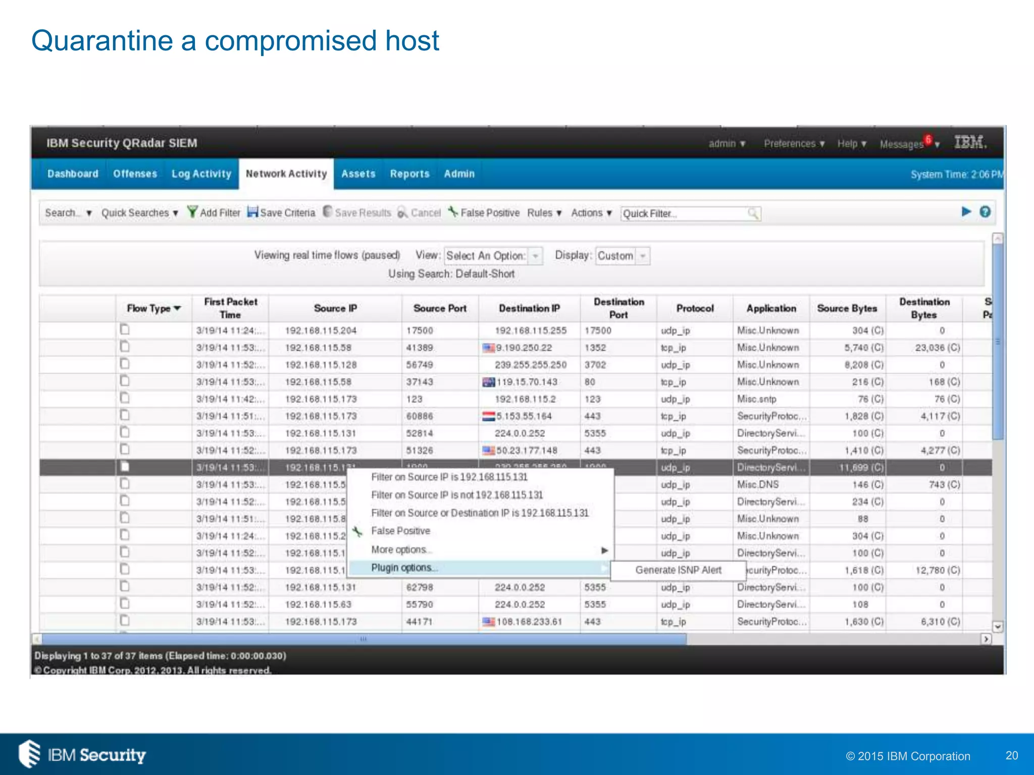 20© 2015 IBM Corporation
Quarantine a compromised host
 