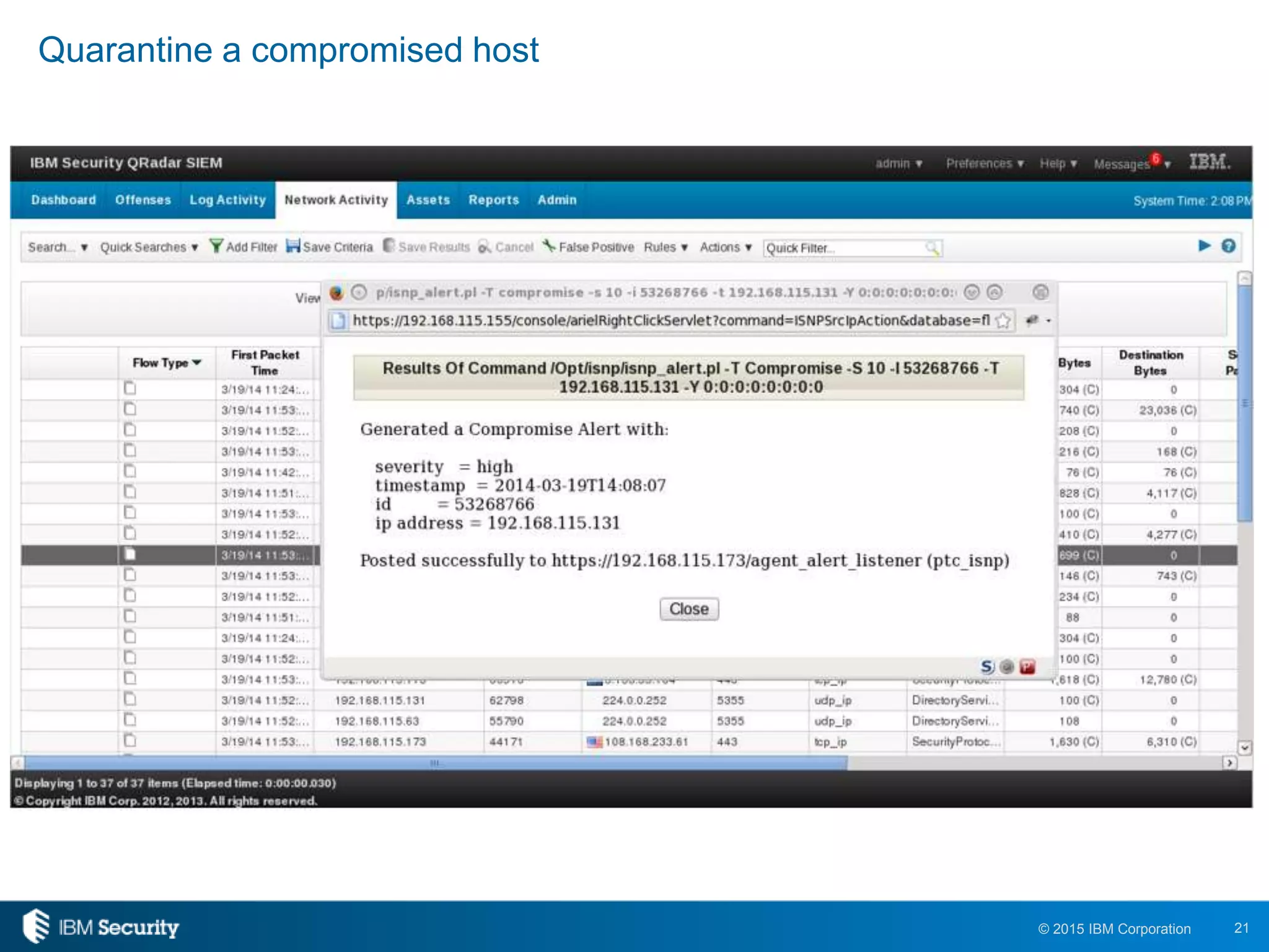 21© 2015 IBM Corporation
Quarantine a compromised host
 