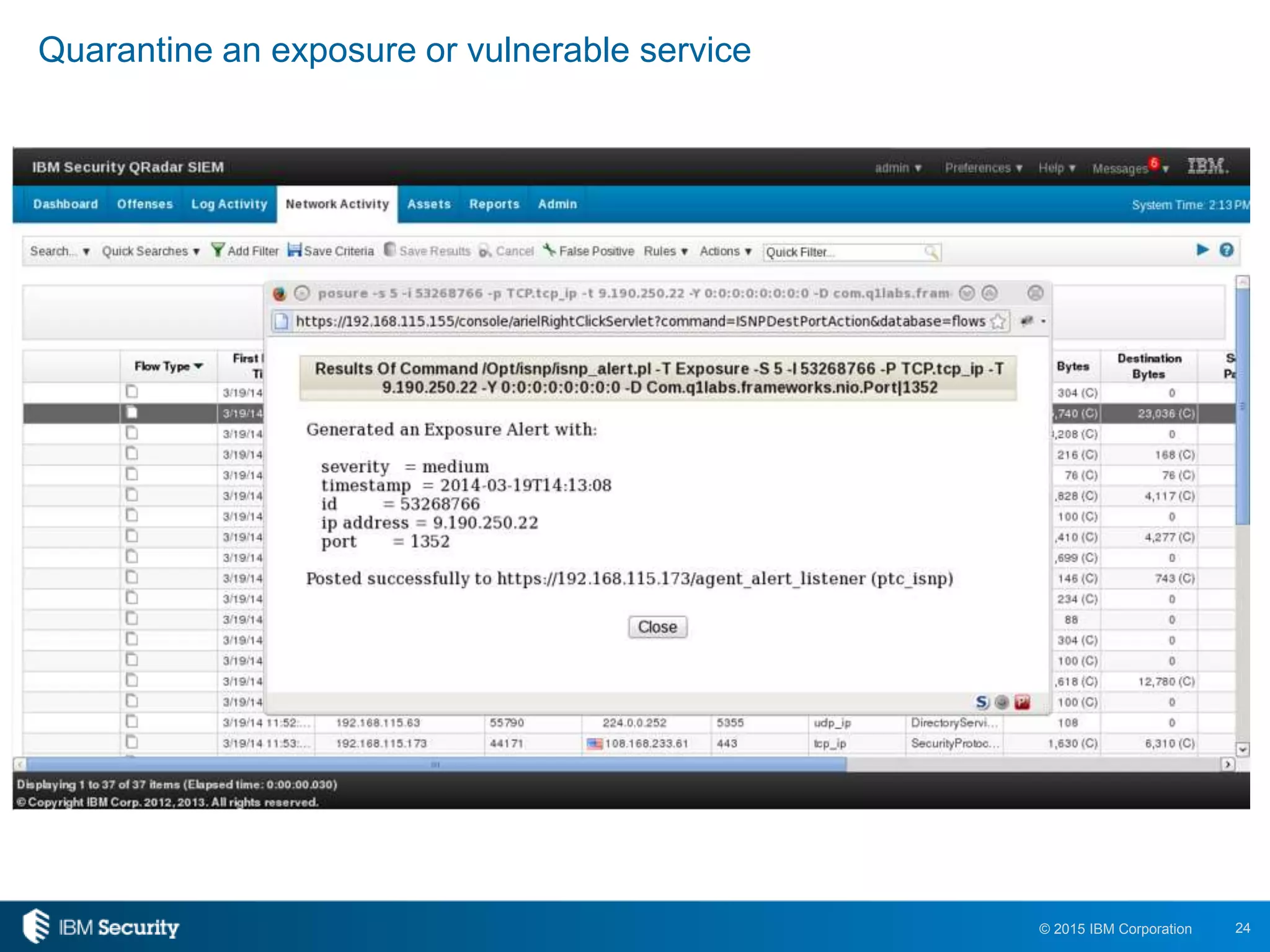 24© 2015 IBM Corporation
Quarantine an exposure or vulnerable service
 