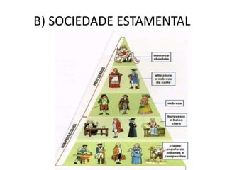 B) SOCIEDADE ESTAMENTAL
 