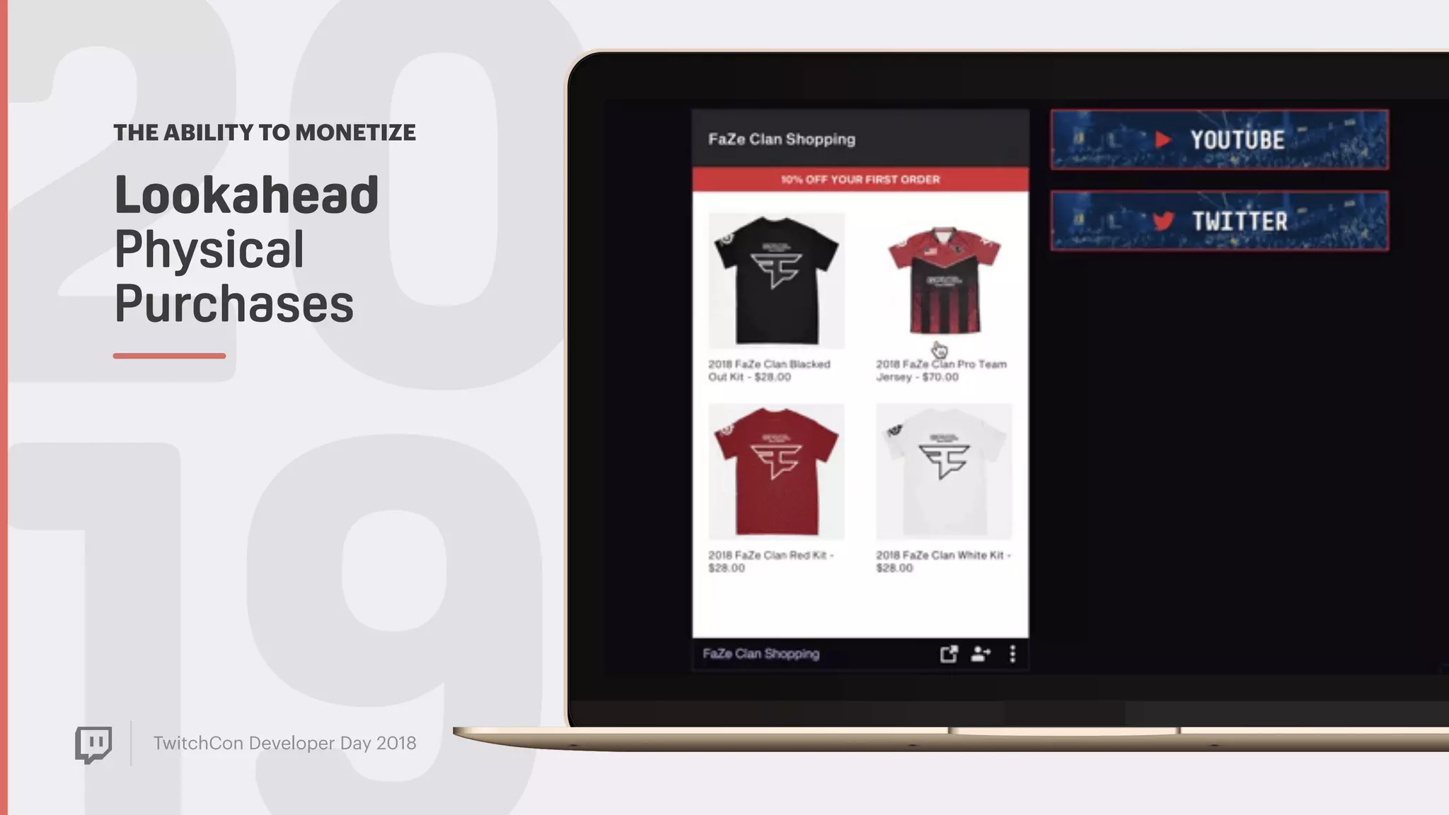 TwitchCon Developer Day 2018
20Lookahead 
Physical
Purchases
THE ABILITY TO MONETIZE
 