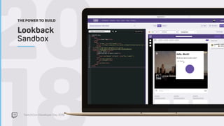 TwitchCon Developer Day 2018
20Lookback  
Sandbox
THE POWER TO BUILD
 