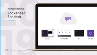 TwitchCon Developer Day 2018
20Lookahead  
Sandbox
THE POWER TO BUILD
 