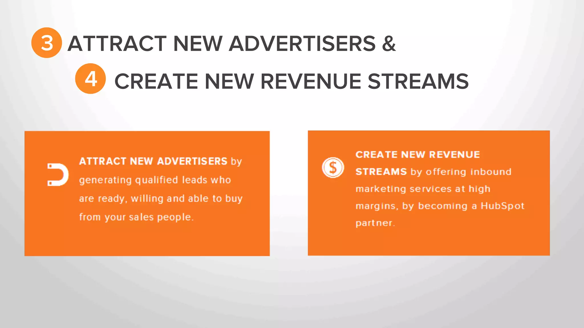 3 ATTRACT NEW ADVERTISERS & 
4 CREATE NEW REVENUE STREAMS 
 