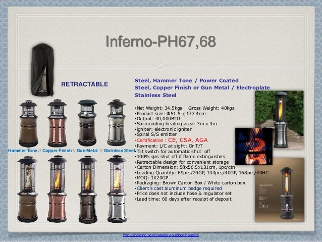 Outdoor Patio 71 In Hammertone Bronze Inferno 36 000 Btu Lp Patio Heater 7852287 Fortunoff