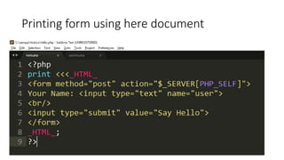 Printing form using here document