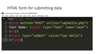 HTML form for submitting data