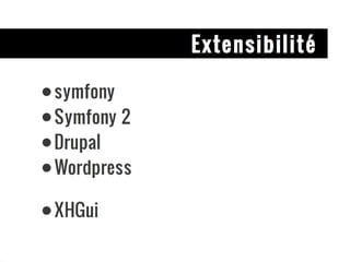Extensibilité symfony Symfony 2 Drupal Wordpress XHGui 