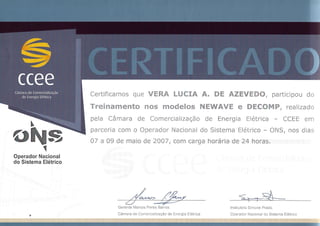 Certificado CCEE - NEWAVE ⎮ DECOMP