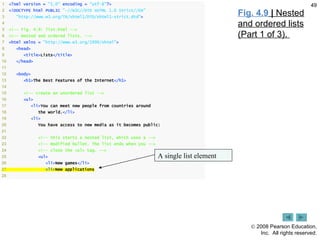 Fig. 4.9  |  Nested and ordered lists (Part 1 of 3).  A single list element 