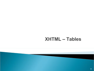 XHTML – Tables 